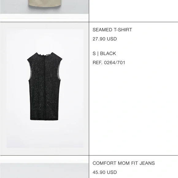 NEW Zara black sheer seemed sleeveless top - Picture 2 of 2